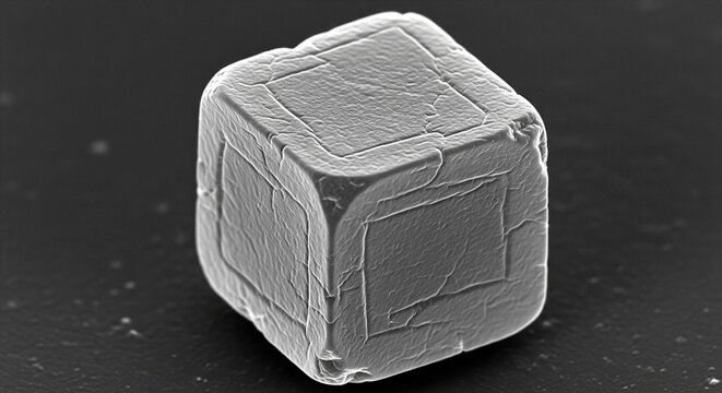 High magnification scanning electron microscope image of crystalline cubic structure