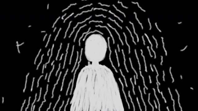 Hand drawn silhouette with glowing aura energy on black background