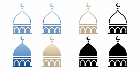 mosque dome icons in various styles icon © Vector Art