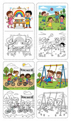 Fototapeta premium Children Enjoying Art Painting and Outdoor Activities Together