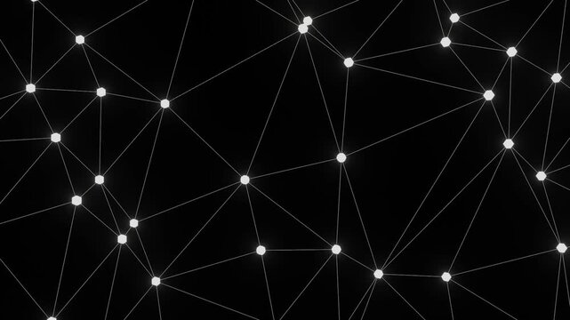 Abstract white plexus network loop on black background
