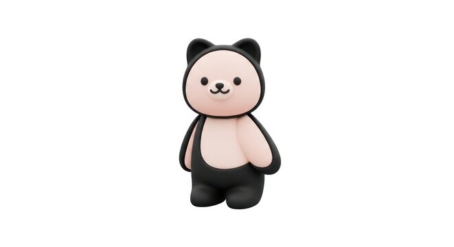 Cute cartoon panda bear toy figure.