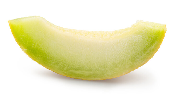 Galia melon slice isolated on white background. File contains clipping path.
