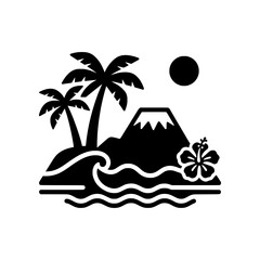 Masterpiece Maui, Hawaii icon featuring the island's most recognizable elements including palm trees, ocean waves, volcanic landscapes, and tropical flowers. Perfect for travel brands, tourism busines © puntip_a