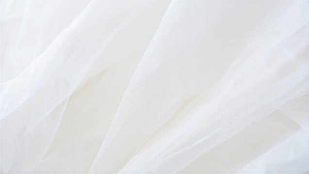 Soft white sheer fabric with elegant folds and layers