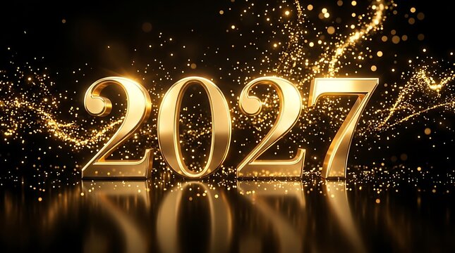 Golden 2027 new year celebration background