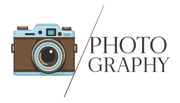 Pixel art camera icon for photography studio logo design