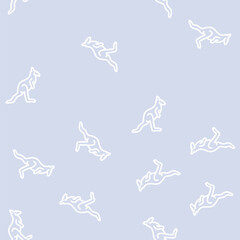 Fototapeta premium kangaroo animal line seamless pattern kangaroo animal thin line illustration