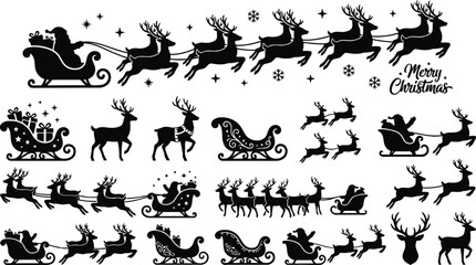 Santa claus flying with reindeer sleigh christmas vector illustration © SULTAN MIAH