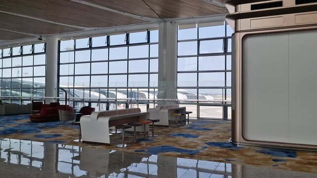Empty Airport Departure Terminal, Baiyun International Airport in Guangzhou, China