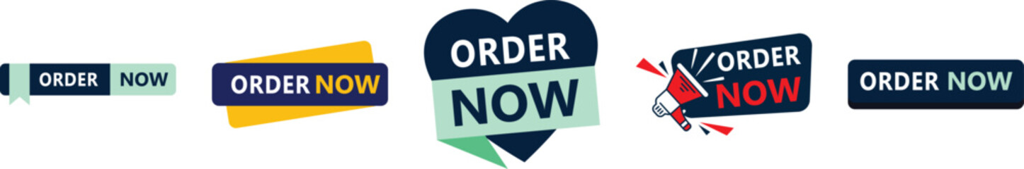 Colorful order now call to action buttons set © Mukhlisur