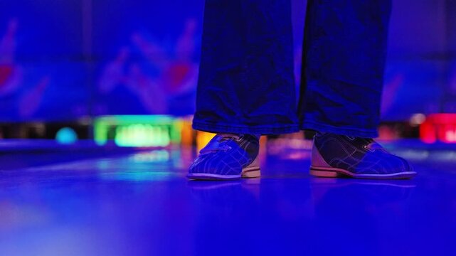 Retro Bowling Alley Dance Move With Side Glide and Rhythmic Shoe Motion at Dusk