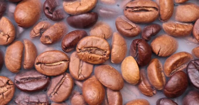 Fresh roasted coffee bean smoke vapour slide glide move