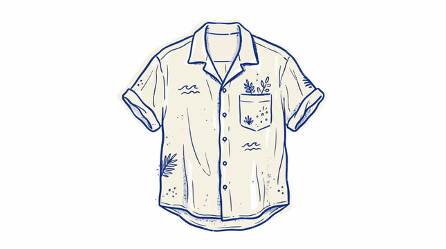 Vintage-inspired short-sleeved button-up shirt with a subtle floral pattern, perfect for casual summer wear