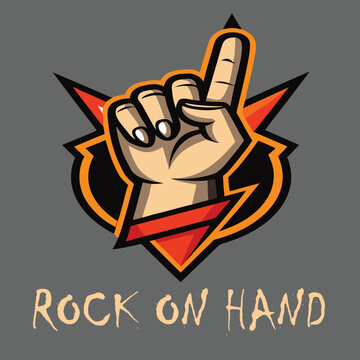 design logo vector icon rock on hand