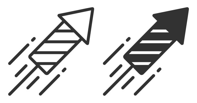 rocket firework icon set line and solid style vector illustration on transparent background