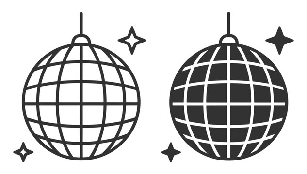 disco ball vector icon set isolated on transparent background