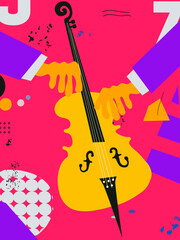 Abstract Music Background, vector illustration. Collage with musical instruments. © abstract
