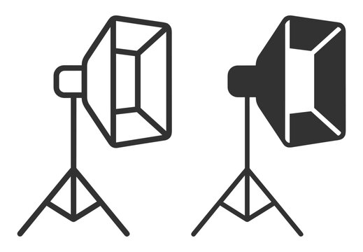 studio softbox lights photography equipment icon set vector illustration on transparent background