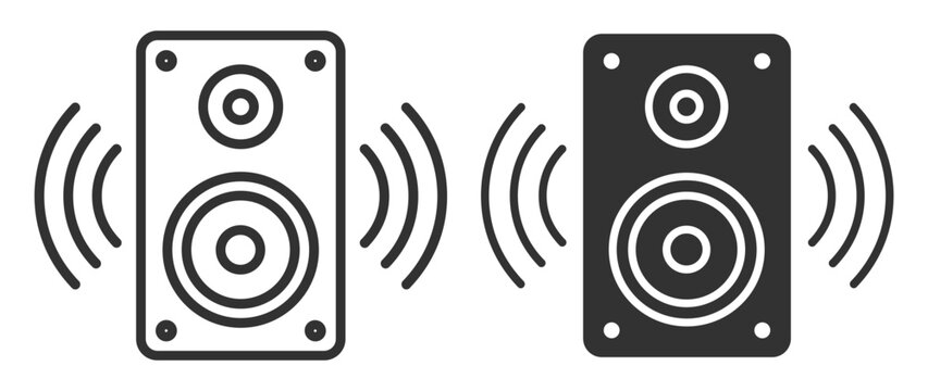 icon set of loudspeaker sound system speaker with audio wave symbol on transparent background