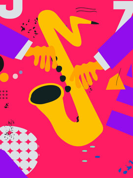 Abstract Music Background, vector illustration. Collage with musical instruments.