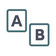Simple graphic of two letter blocks A and B isolated on black background © Zahadur