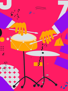 Abstract Music Background, vector illustration. Collage with musical instruments.