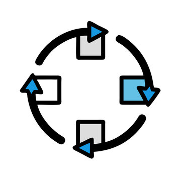 Icon set illustration representing navigation and content redirection on a black background