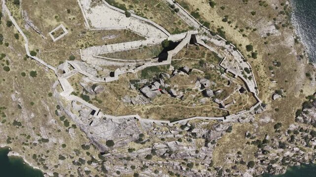 Aerial Drone View of Pertek Castle on Keban Reservoir in Tunceli, Turkey with Historic Fortress Landscape