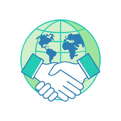 Fototapeta premium Global Partnership Icon with Handshake Symbolizing International Agreement and Collaboration