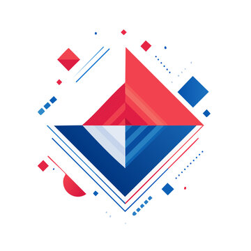 Abstract geometric diamond with red and blue polygons