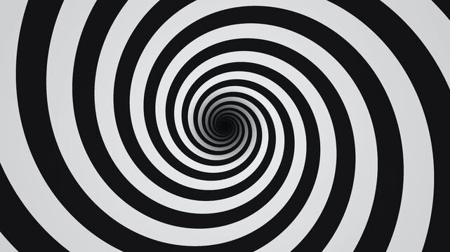 A series of black and white spirals moves toward the center, creating a dynamic and visually interesting effect. The pattern draws the viewer s attention with its clean design