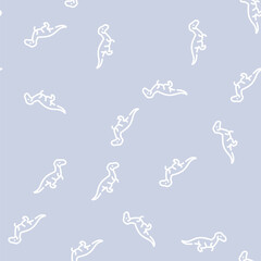 Fototapeta premium velociraptor dinosaur line seamless pattern velociraptor dinosaur thin line illustration