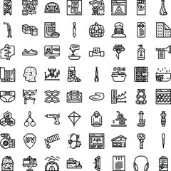 Fototapeta premium Black and white minimalist line art vector icons featuring a wide array of objects and concepts for web, interface design, business, and daily life applications
