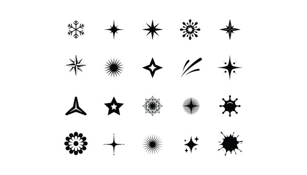 Black starburst shapes on white background explosion vector illustration isolated on white background.