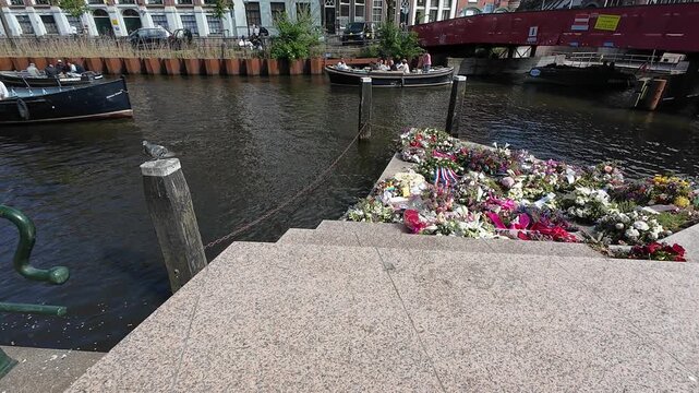 AMSTERDAM, NETHERLANDS - MAY 9 2026: The Homomonument is the world's first memorial to people who have been persecuted because of their sexual orientation
