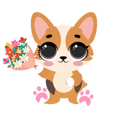 Fototapeta premium Cute corgi puppy character illustration