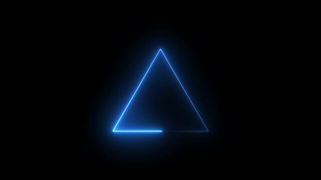  abstract  flickering triangle icon  animation video on bld background,Glowing neon line triangle icon animation on black background.4k video