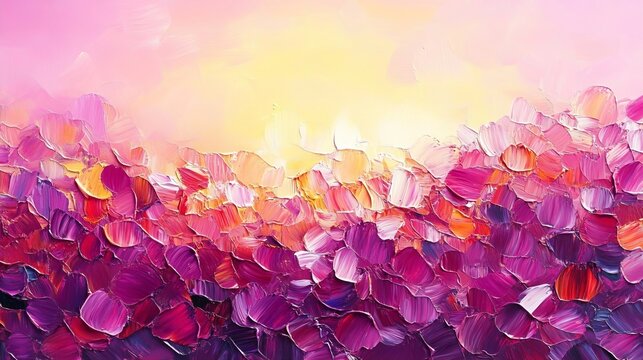 Abstract oil painting background featuring thick palette knife strokes with gradients in pink hues.