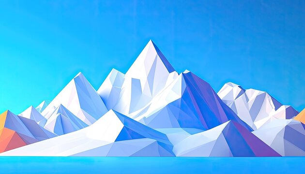 Geometric Mountain Landscape Under a Clear Blue Sky.