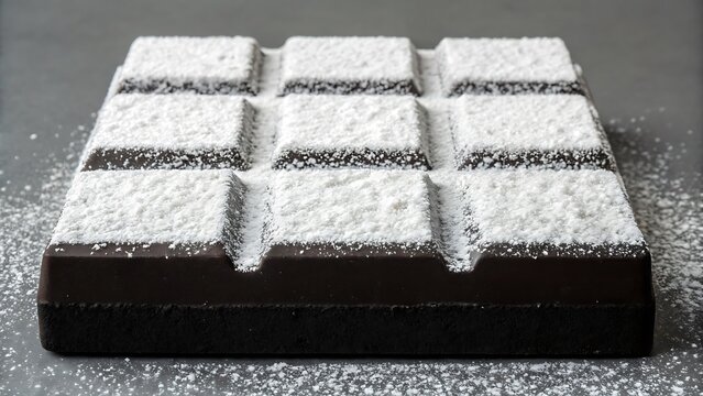 Stacked square charcoal briquettes on dark surface in black and white monochrome