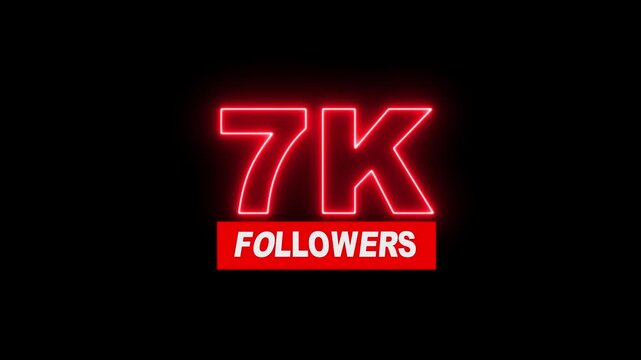 Thank you 7K followers. 7,000 followers realistic neon sign on the black background animation. neon 14k Follower neon Text And Firework Animation Subscribers. 4K footage motion animation...