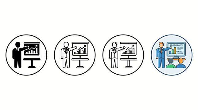  A business presentation icon is typically used for training or teamwork concepts.