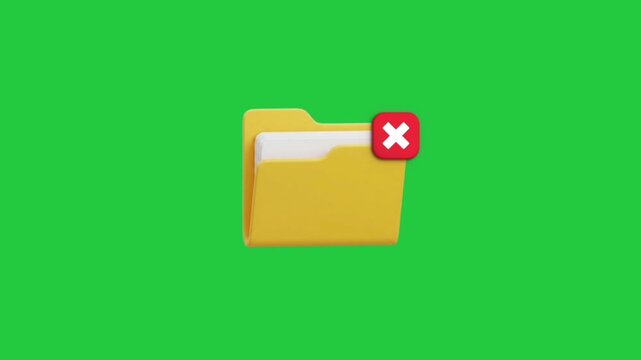 Folder Icon Animation Failing with a Red Cross on a Green Background | File Management Motion Graphics