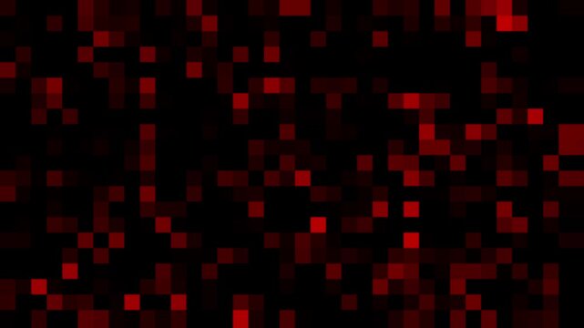 Monochrome digital pixel mosaic pattern background on black. square block texture template.