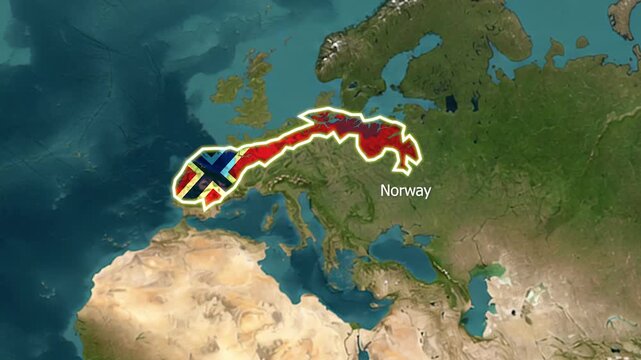 Map digital animation of the country in motion