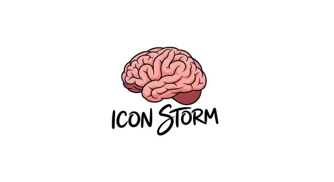 Brain Icon Storm Logo Illustration.