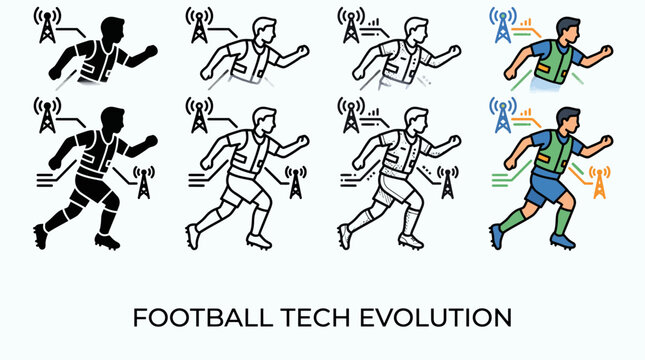 a stock vector set depicting athletes wearing GPS tracking vests.
