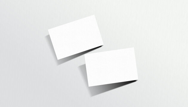 Two floating business cards on white background with shadows Mockup. Generative ai