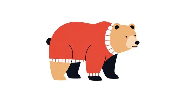 Cute cartoon bear in sweater.